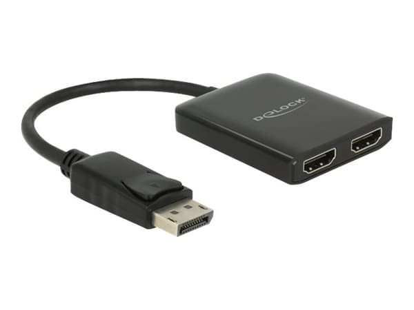 Delock Displayport 1.2 Splitter 1 x Displayport in > 2 x HDMI out 4K 30 Hz - Video/lyd-splitter - 2 x HDMI - stasjonær