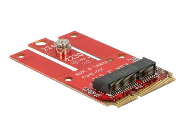DeLOCK Mini PCIe > M.2 Key E-spor - Lagringskontroll - M.2 - 1 kanal - M.2 Card - PCIe Mini Card Rød