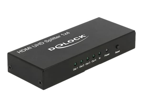 Delock HDMI UHD Splitter 1 x HDMI in > 4 x HDMI out 4K - Video/lyd-splitter - 4 x HDMI - stasjonær