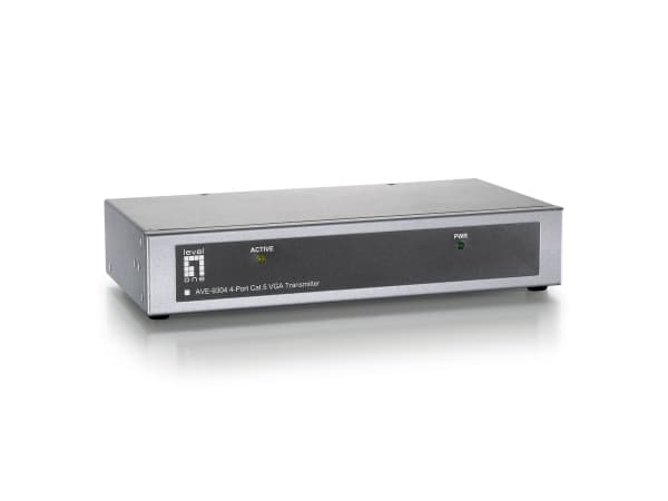 LevelOne AVE-9304 4-port LR Cat.5 A/V Transmitter - Video/lyd-forlenger - sender - 10Mb LAN - 4 porter - opp til 300 m