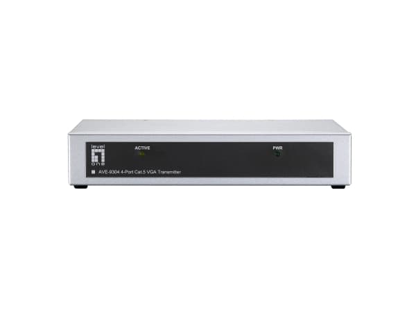 LevelOne AVE-9304 4-port LR Cat.5 A/V Transmitter - Video/lyd-forlenger - sender - 10Mb LAN - 4 porter - opp til 300 m