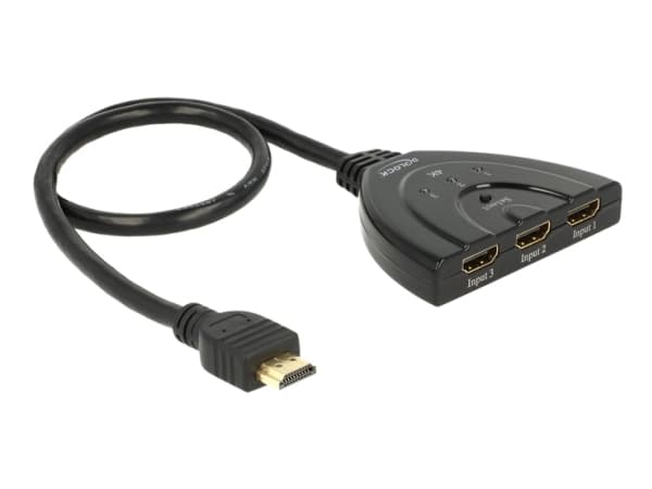 Delock HDMI UHD Switch 3 x HDMI in > 1 x HDMI out 4K - Video-/ljudomkopplare - 3 x HDMI - skrivbordsmodell