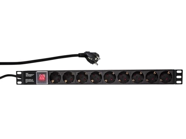 LogiLink PDU9C02, Vertikal, Aluminium, Sort, 9 AC-utganger, 2 m, 250 V Sort