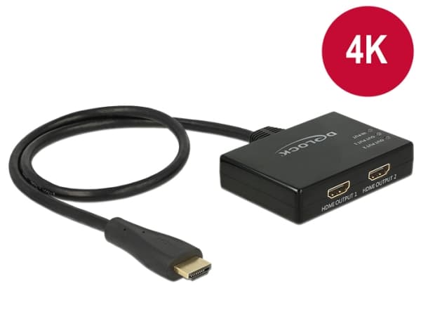 Delock HDMI Splitter - Video/lyd-splitter - 2 x HDMI - stasjonær