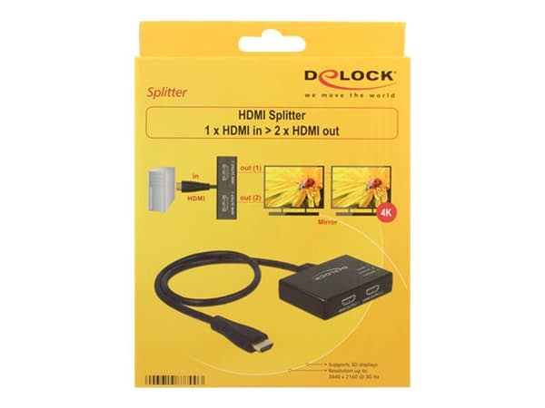 Delock HDMI Splitter - Video/lyd-splitter - 2 x HDMI - stasjonær