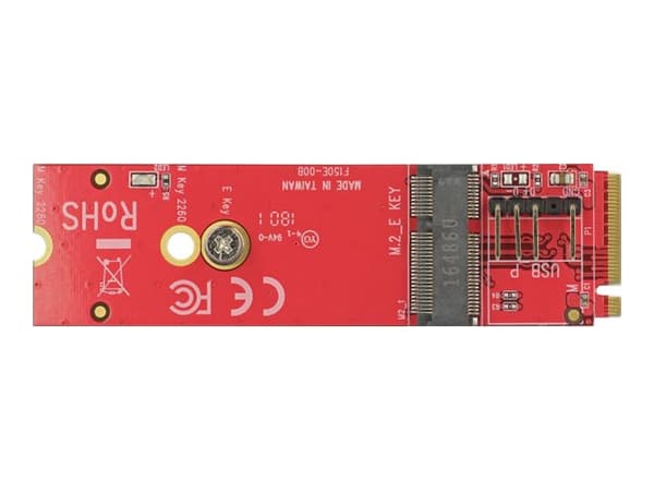 Delock-omformer M.2 Key M-plugg > M.2 Key E-spor for USB- og PCIe-moduler