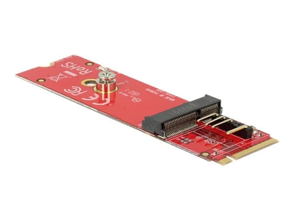 Delock-omformer M.2 Key M-plugg > M.2 Key E-spor for USB- og PCIe-moduler Rød