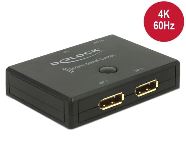 Delock Displayport 2 - 1 Switch bidirectional 4K 60 Hz - Videosvitsj - 2 x DisplayPort - stasjonær
