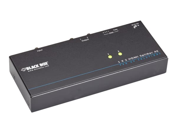 Black Box 4K HDMI Splitter 1 x 2 - Video/audiosplitter - 2 x HDMI - skrivbordsmodell, rackmonterbar - TAA-kompatibel