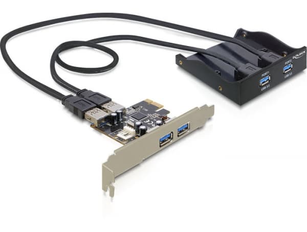 Delock Front Panel 2 x USB 3.0 + PCI Express Card 2 x USB 3.0 - USB-adapter - PCIe - USB, USB 2.0, USB 3.0 - 4 porter