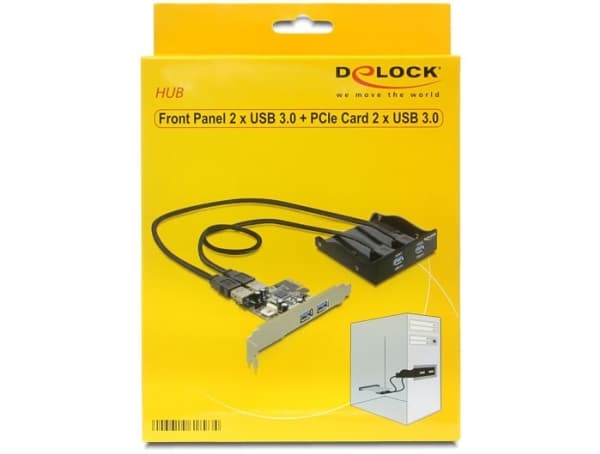 Delock Front Panel 2 x USB 3.0 + PCI Express Card 2 x USB 3.0 - USB-adapter - PCIe - USB, USB 2.0, USB 3.0 - 4 porter