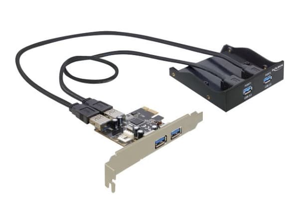 Delock Front Panel 2 x USB 3.0 + PCI Express Card 2 x USB 3.0 - USB-adapter - PCIe - USB, USB 2.0, USB 3.0 - 4 porter Sort