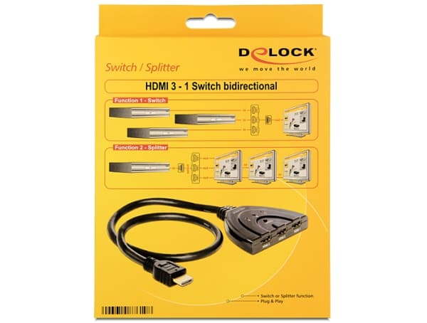 Delock HDMI 3 - 1 Switch bidirectional - Video/lyd-splitter - stasjonær