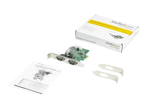StarTech.com 2-port PCI Express RS232 Serial Adapter Card, PCIe RS232 Serial Host Controller Card, PCIe to Dual Serial DB9 COM Port Card, 16950 UART,