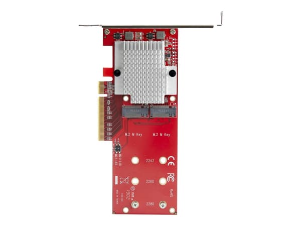 StarTech.com Dual M.2 PCIe SSD Adapter Card, x8 / x16 Dual NVMe or AHCI M.2 SSD to PCI Express 3.0, M.2 NGFF PCIe (M-Key) Compatible, Vented, Support
