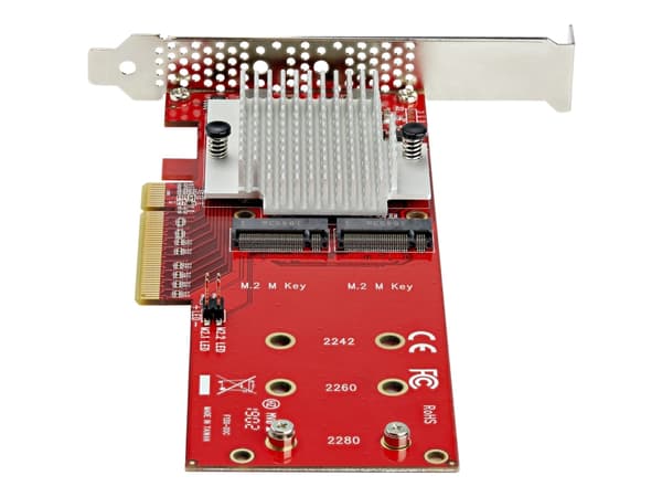 StarTech.com Dual M.2 PCIe SSD Adapter Card, x8 / x16 Dual NVMe or AHCI M.2 SSD to PCI Express 3.0, M.2 NGFF PCIe (M-Key) Compatible, Vented, Support