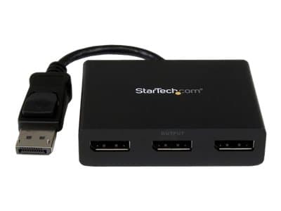 StarTech.com 3-Port Multi Monitor Adapter, DisplayPort 1.2 MST Hub, Dual 4K 30Hz & 1x 1080p, Video Splitter for Extended Desktop Mode on Windows PCs