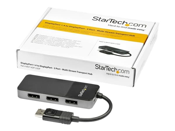 StarTech.com 3-ports multi-bildskärmsadapter - DisplayPort 1.4 till 3x 4K DisplayPort-video-splitter - Dubbel eller tredubbel 4K - DisplayPort MST-hu
