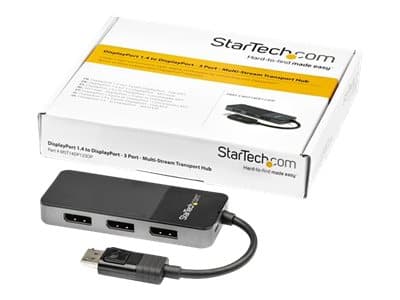 StarTech.com 3-Port Multi Monitor Adapter, DisplayPort 1.4 to 3x 4K DP Video Splitter, Triple or Dual 4K, Laptop/Desktop DisplayPort MST Hub for Mult