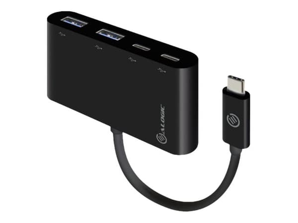 Alogic USB-C SuperSpeed Combo Hub with 2 Port USB-C &amp; 2 Port USB-A - Hub - 2 x USB-C + 2 x USB 2.0 - pöytätietokoneet musta