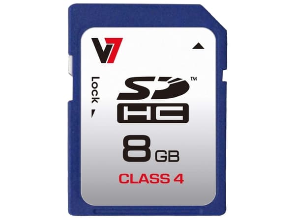 V7 VASDH8GCL4R - Flashminnekort - 8 GB - Class 4 - SDHC - blå