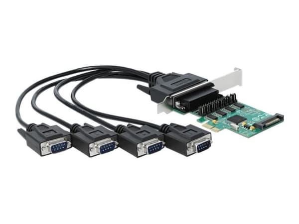 Delock PCI Express Card to 4 x Serial RS-232 with voltage supply - Seriell adapter - PCIe lav profil - RS-232 x 4 - grønn Grønn