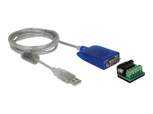 Delock Adapter USB Type-A to Serial RS-422/485 DB9 with surge protection 600 W and extended temperature range - Seriell adapter - USB 2.0 - RS-422/48