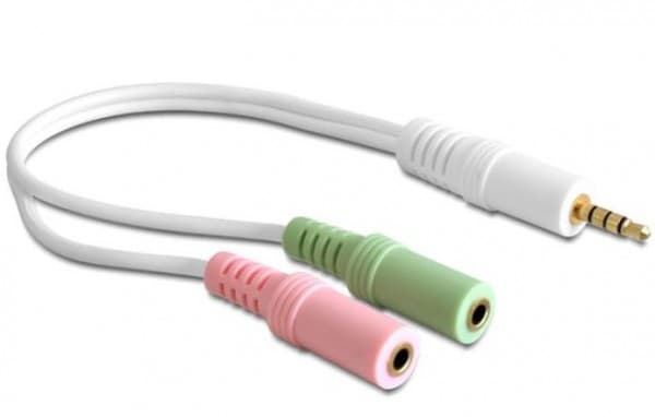DeLOCK - Lydkabel - stereo mini jack (hun) til stereo mini jack (hann) - 20 cm - hvit
