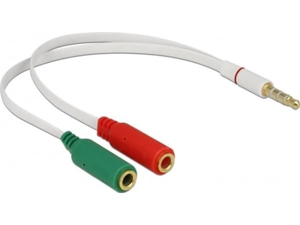 DeLOCK - Lydkabel - stereo mini jack (hun) til stereo mini jack (hann) - 20 cm - hvit