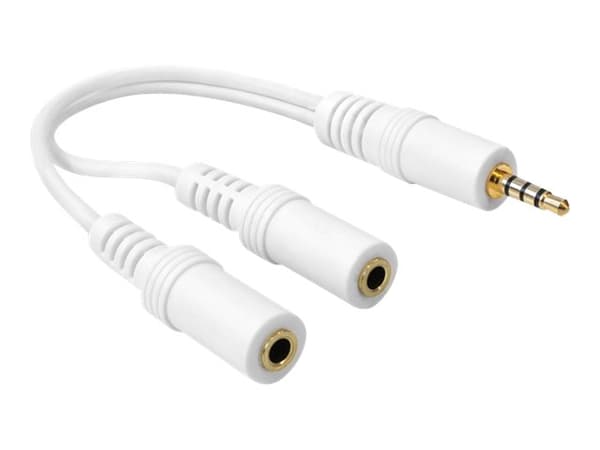 DeLOCK - Lydkabel - stereo mini jack (hun) til stereo mini jack (hann) - 20 cm - hvit