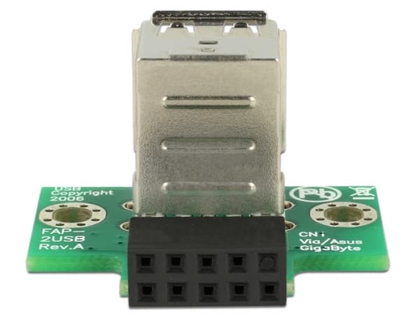 Delock USB Pin Header female > 2 x USB 2.0 Type-A female - up - USB-adapter - 9-stifts USB-överdel (hona) till USB (hona) - USB 2.0