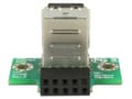 Miniatyrbild 5 av 5: Delock USB Pin Header female > 2 x USB 2.0 Type-A female - up - USB-adapter - 9-stifts USB-överdel (hona) till USB (hona) - USB 2.0