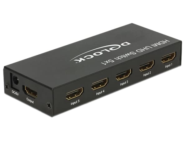 Delock HDMI UHD Switch 5 x HDMI in > 1 x HDMI out 4K - Video/audio switch - 5 x HDMI - stasjonær