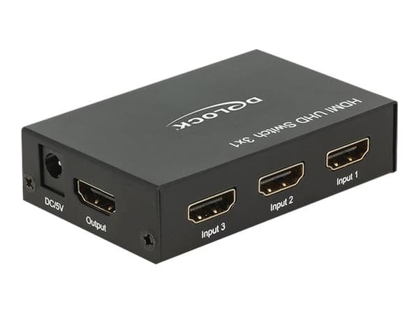 Delock HDMI UHD Switch 3 x HDMI in > 1 x HDMI out 4K - Video/audio switch - 3 x HDMI - stasjonær
