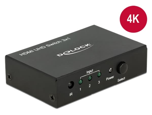 Delock HDMI UHD Switch 3 x HDMI in > 1 x HDMI out 4K - Video/audio switch - 3 x HDMI - stasjonær