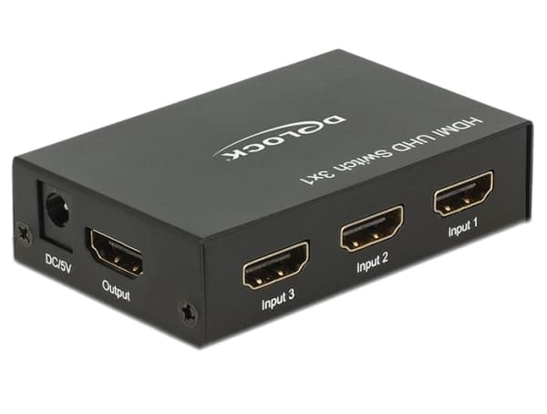 Delock HDMI UHD Switch 3 x HDMI in > 1 x HDMI out 4K - Video/audio switch - 3 x HDMI - stasjonær