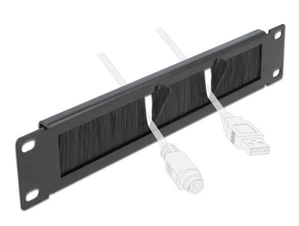 Delock Cable Management Brush Strip - Rackbørstestripe - svart - 1U - 10"