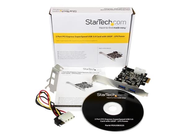 StarTech.com PCI Express (PCIe) SuperSpeed USB 3.0-kortadapter med 2 portar och UASP – LP4-ström - USB-adapter - PCIe - USB 3.0 x 2 - för P/N: CFASTR