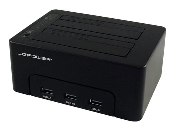 LC Power LC-DOCK-U3-HUB - HDD-dokkestasjon - brønner: 2 - 2,5" / 3,5" delt - SATA - USB 3.0 - svart