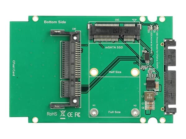 DeLOCK - Ramme - 2,5" til mSATA/CFast Sort, Grønn