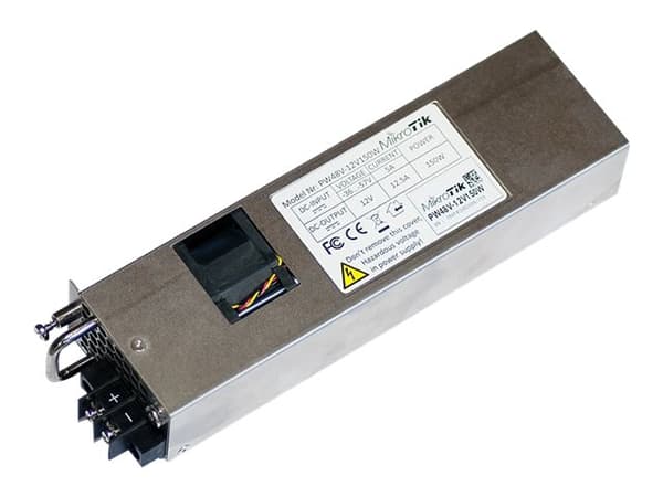 MikroTik PW48V-12V150W - Strømforsyning - "hot-plug" (plug-in modul) - 150 watt - for Cloud Core Router CCR1072-1G-8S+, CCR1072-1G-S+ Sort, Grå, Sølv