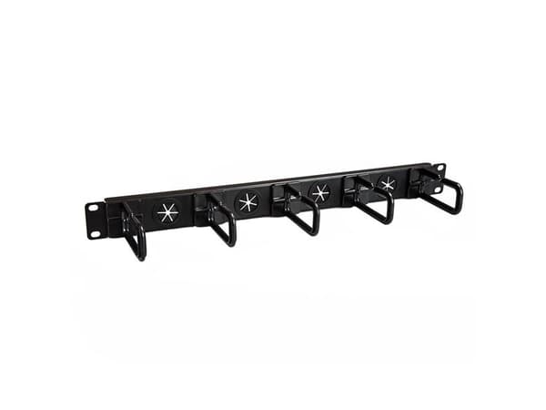 StarTech.com 1U 19" Cable Management Organizer, D Ring Hook Network/Server Rack Cord Manager, Data Center Horizontal Wire Panel with Passthrough Hole