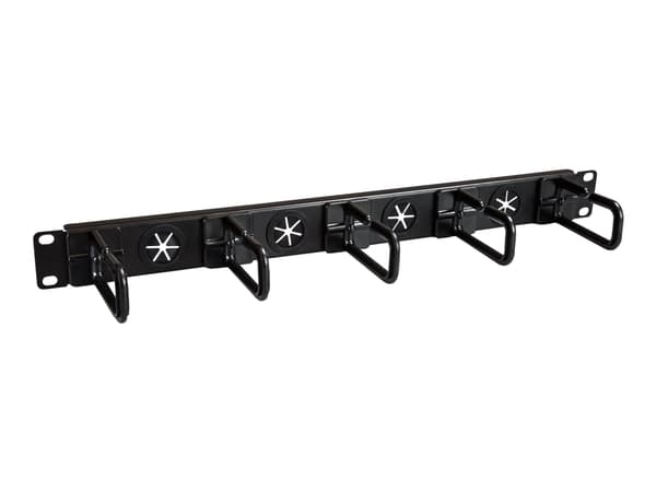 StarTech.com 1U 19" Cable Management Organizer, D Ring Hook Network/Server Rack Cord Manager, Data Center Horizontal Wire Panel with Passthrough Hole