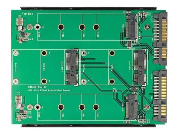 Delock Converter 2 x SATA 22 pins > Dualport 2 x M.2 / 2 x mSATA - Lagringskontroll - mSATA, M.2 - M.2 Card / mSATA - SATA 6Gb/s
