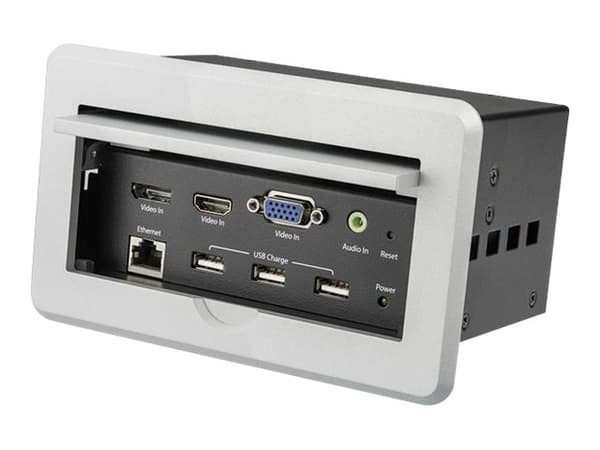 StarTech.com Conference Table Connectivity Pop up Box with AV and Data Ports - HDMI, VGA, DisplayPort to 4K HDMI Output (BOX4HDECP2) - Monteringsplat
