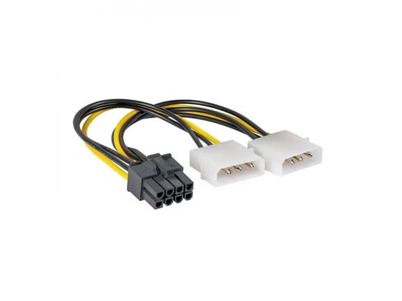 Akyga AK-CA-29 - Strømadapter - 8-pins PCIe-strøm (hunn) til 3-pins Molex (hann) - 15 cm
