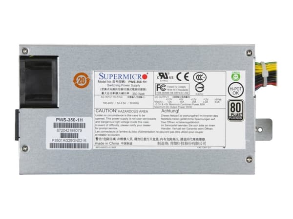 Supermicro PWS-350-1H - Strømforsyning (intern) - 80 PLUS Platinum - AC 100-240 V - 350 watt - aktiv PFC - 1U