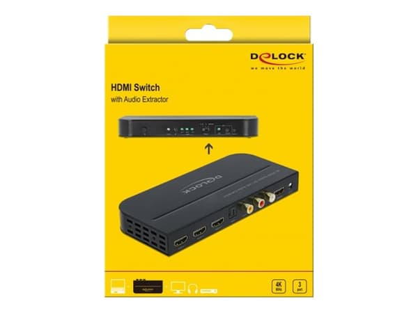 Delock - Video/audio switch - 3 x HDMI - stasjonær