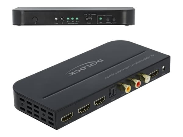 Delock - Video/audio switch - 3 x HDMI - stasjonær