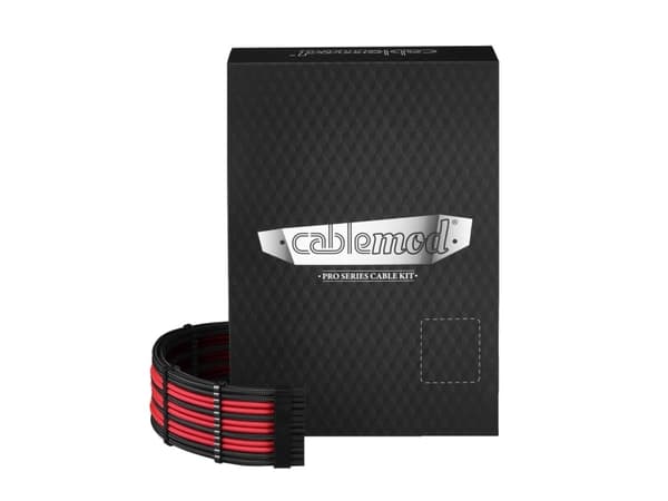 CableMod PRO Series ModMesh RT-Series - Strømkabelsett - formstøpt - svart, rød
